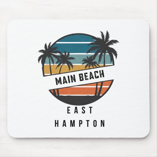 Retro Main Beach East Hampton Surfplank Surfen Muismat (Voorkant)