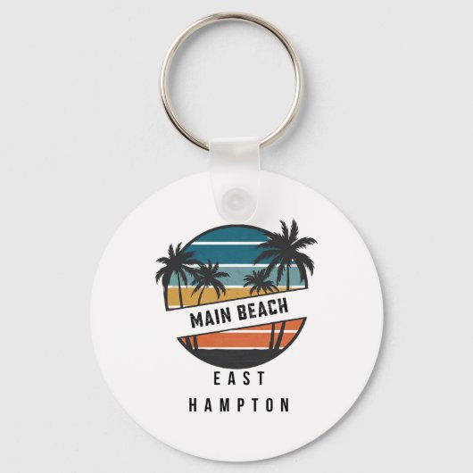 Retro Main Beach East Hampton Surfplank Surfen Sleutelhanger (Voorkant)