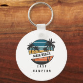 Retro Main Beach East Hampton Surfplank Surfen Sleutelhanger (Voorkant)