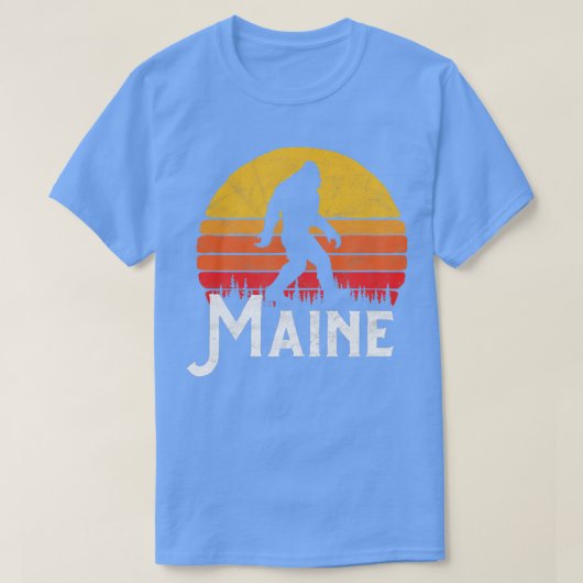 Retro Maine Bigfoot Silhouette Sun Believe T-shirt (Design voorkant)