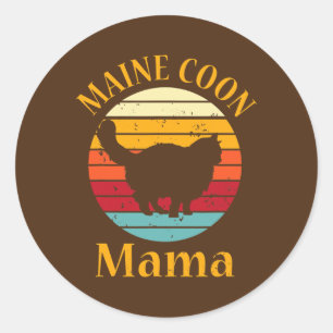 Retro Maine Coon Cat Mam Pet Eigenaar  Maine Ronde Sticker