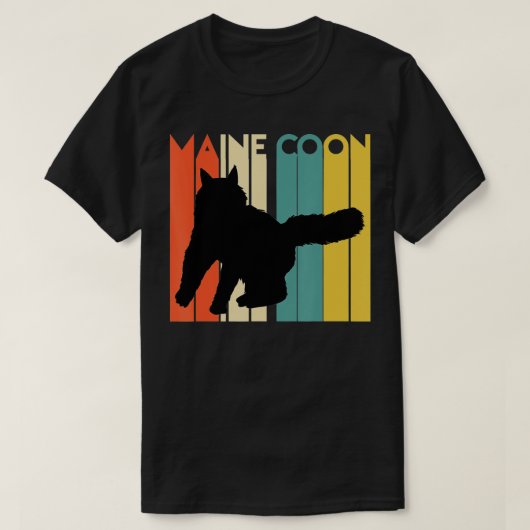 Retro Maine Coon Cat Silhouette Cool Feline Cat T-shirt (Design voorkant)
