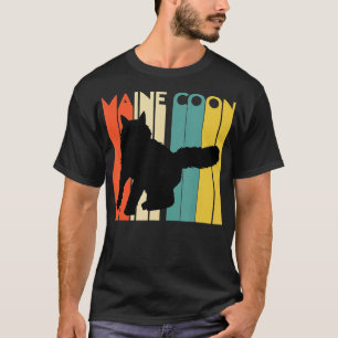 Retro Maine Coon Cat Silhouette Cool Feline Cat T-shirt