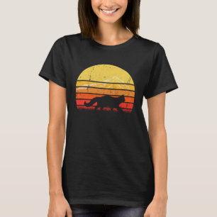  Retro Maine Coon Cat Silhouette Sunset Dis T-shirt