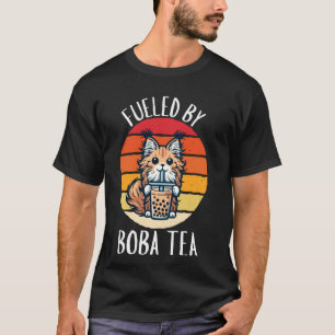 Retro Maine Coon gevoed door Boba Tea Boba T T-shirt