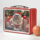 Retro Maine Coon Kat Kerstmis Gepersonaliseerd (In situ)