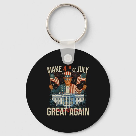Retro Make 4 juli weer geweldig president Trum Sleutelhanger (Voorkant)