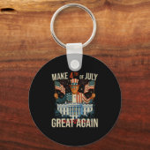 Retro Make 4 juli weer geweldig president Trum Sleutelhanger (Voorkant)
