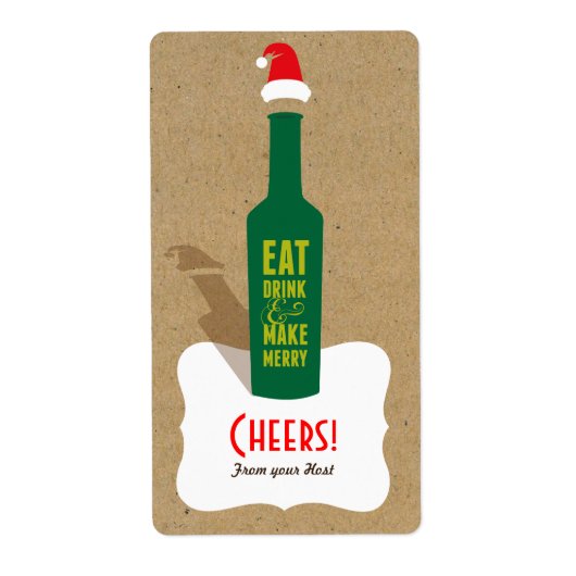 Retro Make Merry Gift Label - Favorieten, Hostess  (Voorkant)