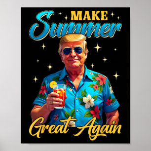 Retro Make Summer Great Again Donald Trump Zomer Poster