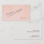 Retro Make-up Artiest Schoonheid Salon Lichtroze Visitekaartje (Voorkant / Achterkant)