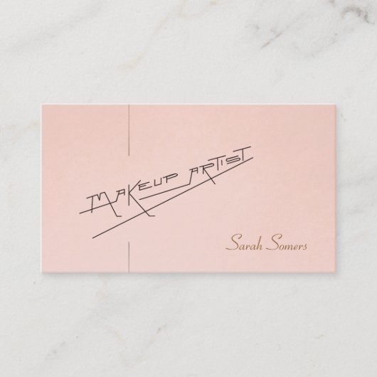 Retro Make-up Artiest Schoonheid Salon Lichtroze Visitekaartje (Voorkant)