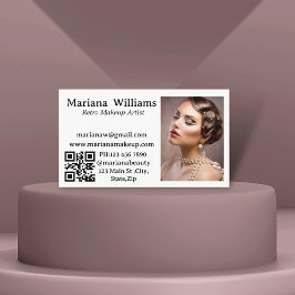 Retro Make-up Artist QR Code Foto eenvoudig Visitekaartje