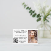 Retro Make-up Artist QR Code Foto eenvoudig Visitekaartje (Staand voorkant)