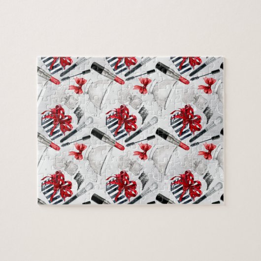 Retro make Up Girly Trendy Colorful Legpuzzel (Horizontaal)