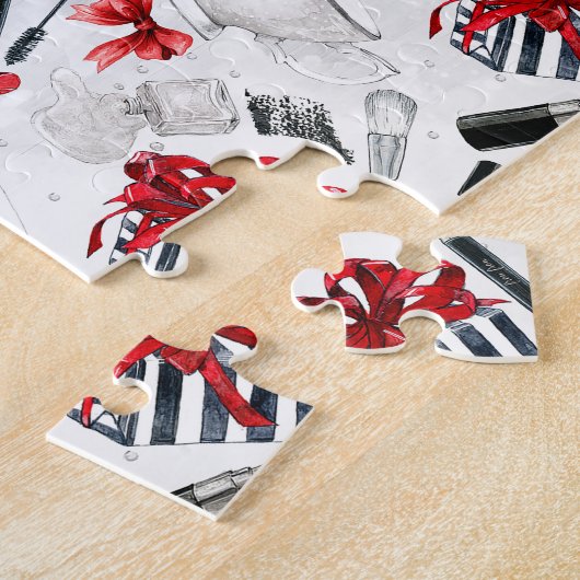 Retro make Up Girly Trendy Colorful Legpuzzel (Zijkant)