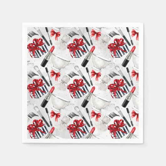 Retro make-up girly trendy kleurrijk servetten (Voorkant)