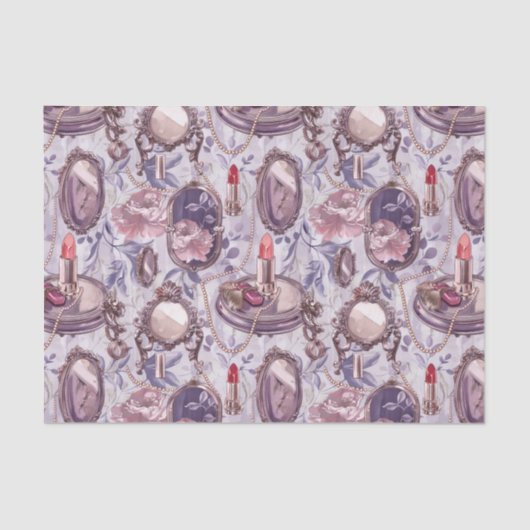 Retro make-up ijdelheid compacte spiegel decoupage tissuepapier (Voorkant)