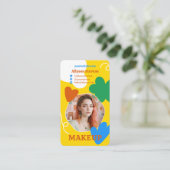 Retro Make-up schoonheidsvormen foto qr code goud Visitekaartje (Staand voorkant)