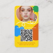 Retro Make-up schoonheidsvormen foto qr code goud Visitekaartje (Achterkant)