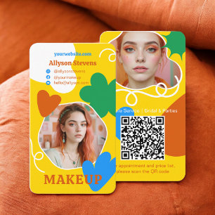 Retro Make-up schoonheidsvormen foto qr code goud Visitekaartje