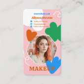 Retro Make-up schoonheidsvormen foto qr code logo Visitekaartje (Voorkant)