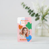 Retro Make-up schoonheidsvormen foto qr code logo Visitekaartje (Staand voorkant)