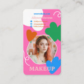 Retro Make-up schoonheidsvormen foto qr code roze Visitekaartje (Voorkant)