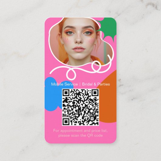 Retro Make-up schoonheidsvormen foto qr code roze Visitekaartje (Achterkant)