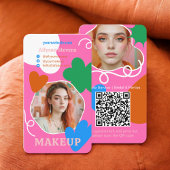 Retro Make-up schoonheidsvormen foto qr code roze Visitekaartje