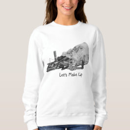 Retro make-up tas met leuke slogan zwart-wit trui