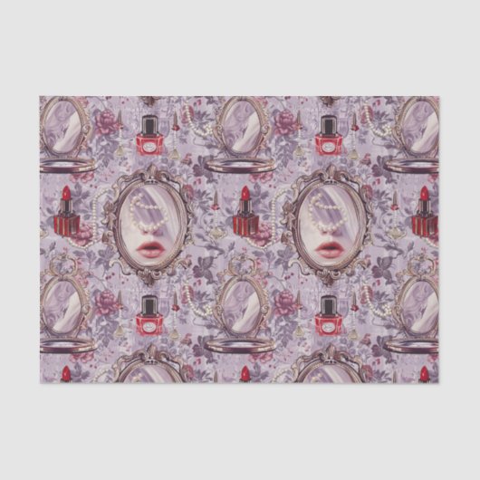 Retro make-up Vanity Lipstick Decoupage Tissuepapier (Voorkant)