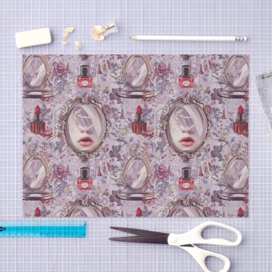 Retro make-up Vanity Lipstick Decoupage Tissuepapier (Craft)