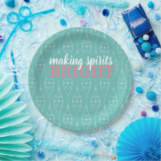 Retro Making Spirits Bright Turquoise Papieren Bordje (Feest)