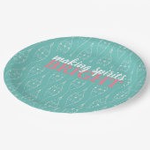 Retro Making Spirits Bright Turquoise Papieren Bordje (Gekanteld)