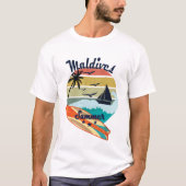 Retro  Maldiven cadeau zomervakantie T-shirt (Voorkant)