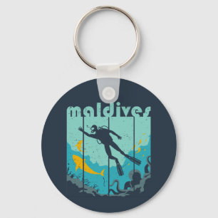 Retro Maldiven Duikend Cool Scuba Diver Sleutelhanger