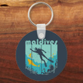  Retro Maldiven Duikend Cool Scuba Diver Sleutelhanger (Voorkant)