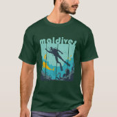  Retro Maldiven Duikend Cool Scuba Diver T-shirt (Voorkant)
