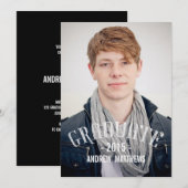 Retro Male 2015 Graduation Party Invitation Kaart (Voorkant / Achterkant)