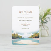 Retro Malediven Reizen Save-the-Date Kaart (Staand voorkant)