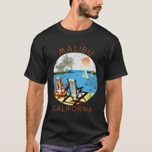 Retro Malibu Californië Souvenir Vintage strand V T-shirt