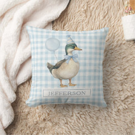 Retro Mallard Duck Baby Blue Balloon Boy Nursery Kussen