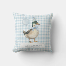 Retro Mallard Duck Baby Blue Balloon Boy Nursery Kussen