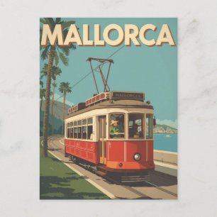 Retro Mallorca Spanje Tram Reizen Briefkaart