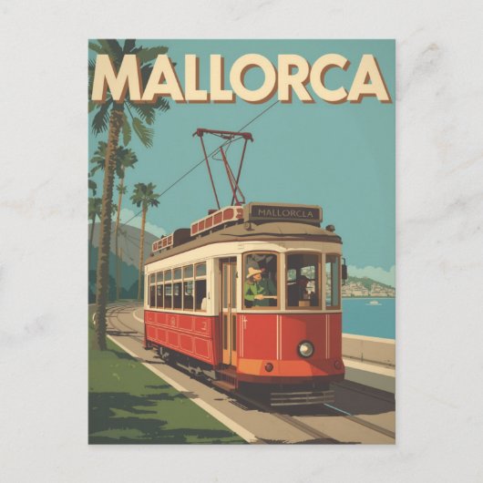 Retro Mallorca Spanje Tram Reizen Briefkaart (Voorkant)