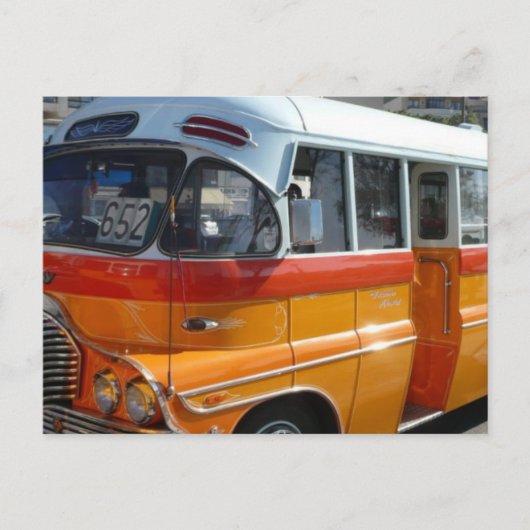 Retro Malta bus Briefkaart (Voorkant)