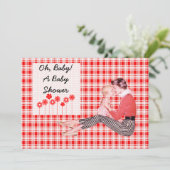 Retro mam en Baby shower Kaart (Staand voorkant)