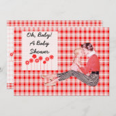 Retro mam en Baby shower Kaart (Voorkant / Achterkant)