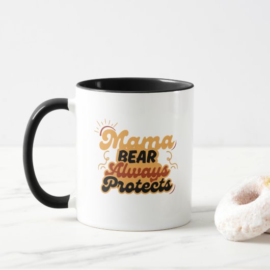 Retro Mama Beer Beschermt Altijd Mok (Met donut)